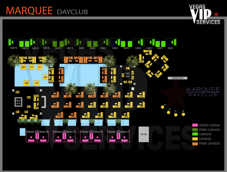 seatmap of marquee pool party