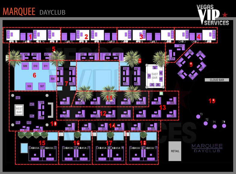 seatmap of marquee pool party numared